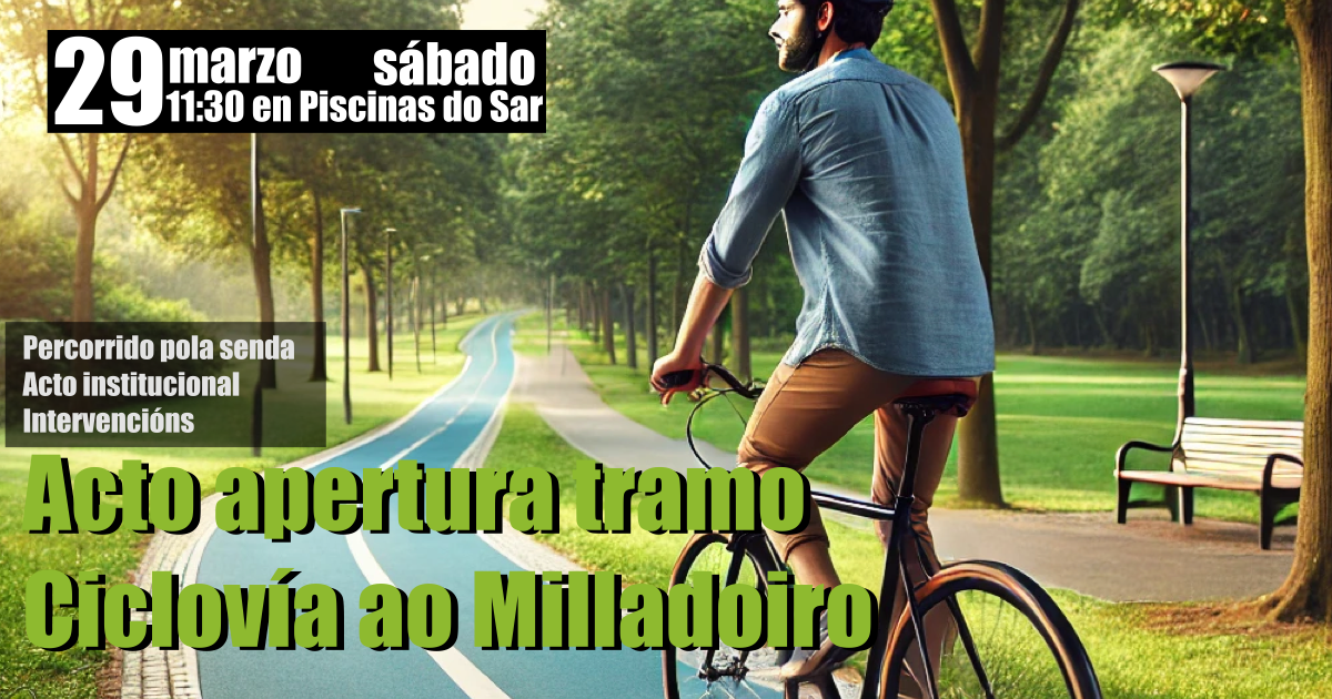 Cartaz acto de apertura do tramo de ciclovía